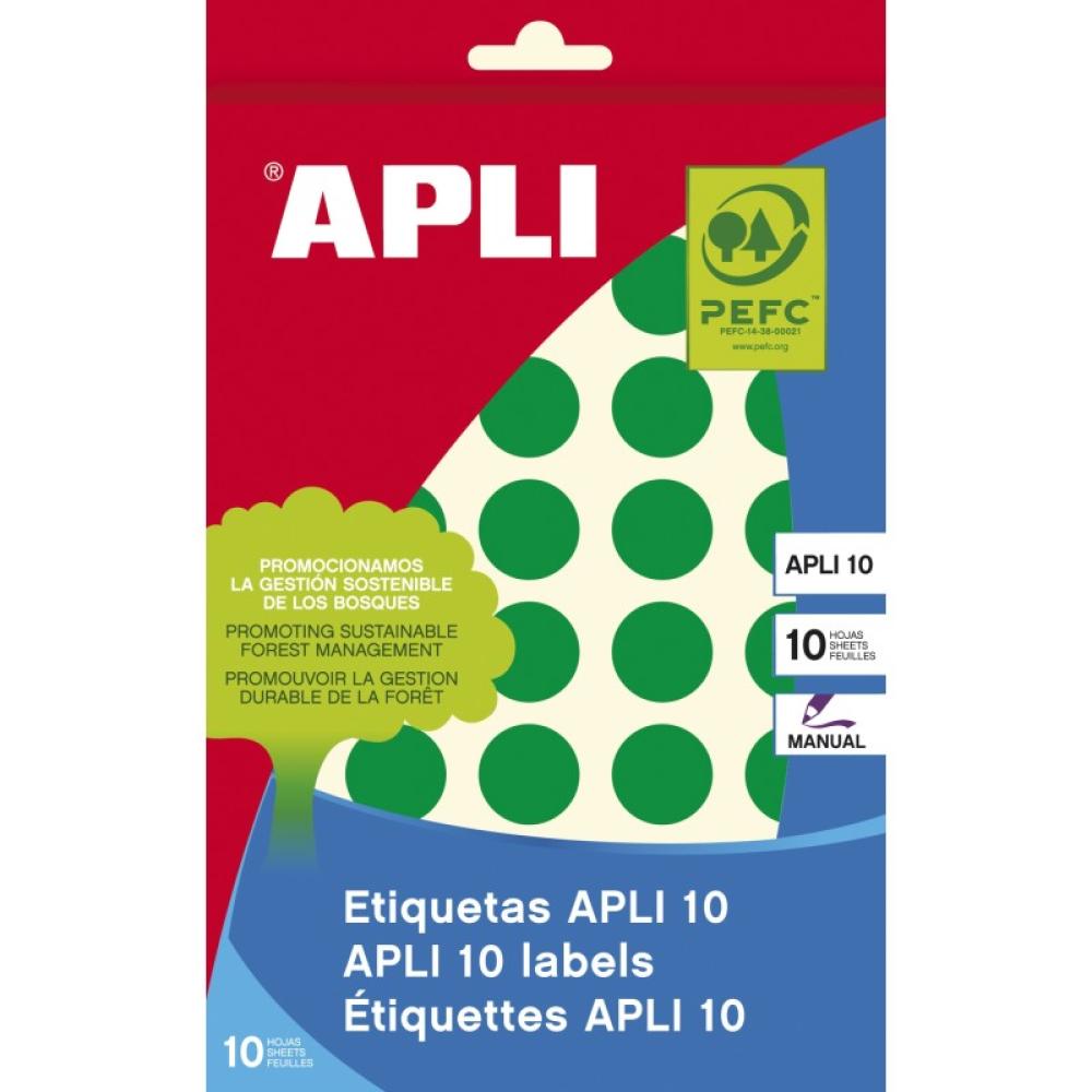 APLI - 02745 etiqueta autoadhesiva Alrededor Permanente Verde 320 pieza(s)