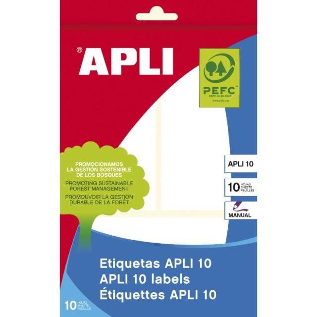 APLI - 01660 etiqueta autoadhesiva Rectángulo Permanente Blanco 30 pieza(s)
