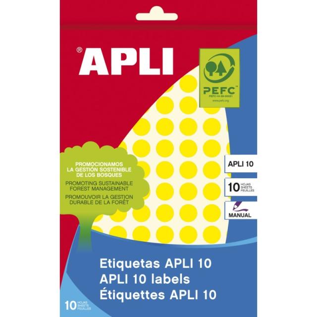 APLI - 02730 etiqueta autoadhesiva Alrededor Permanente Amarillo 1008 pieza(s)