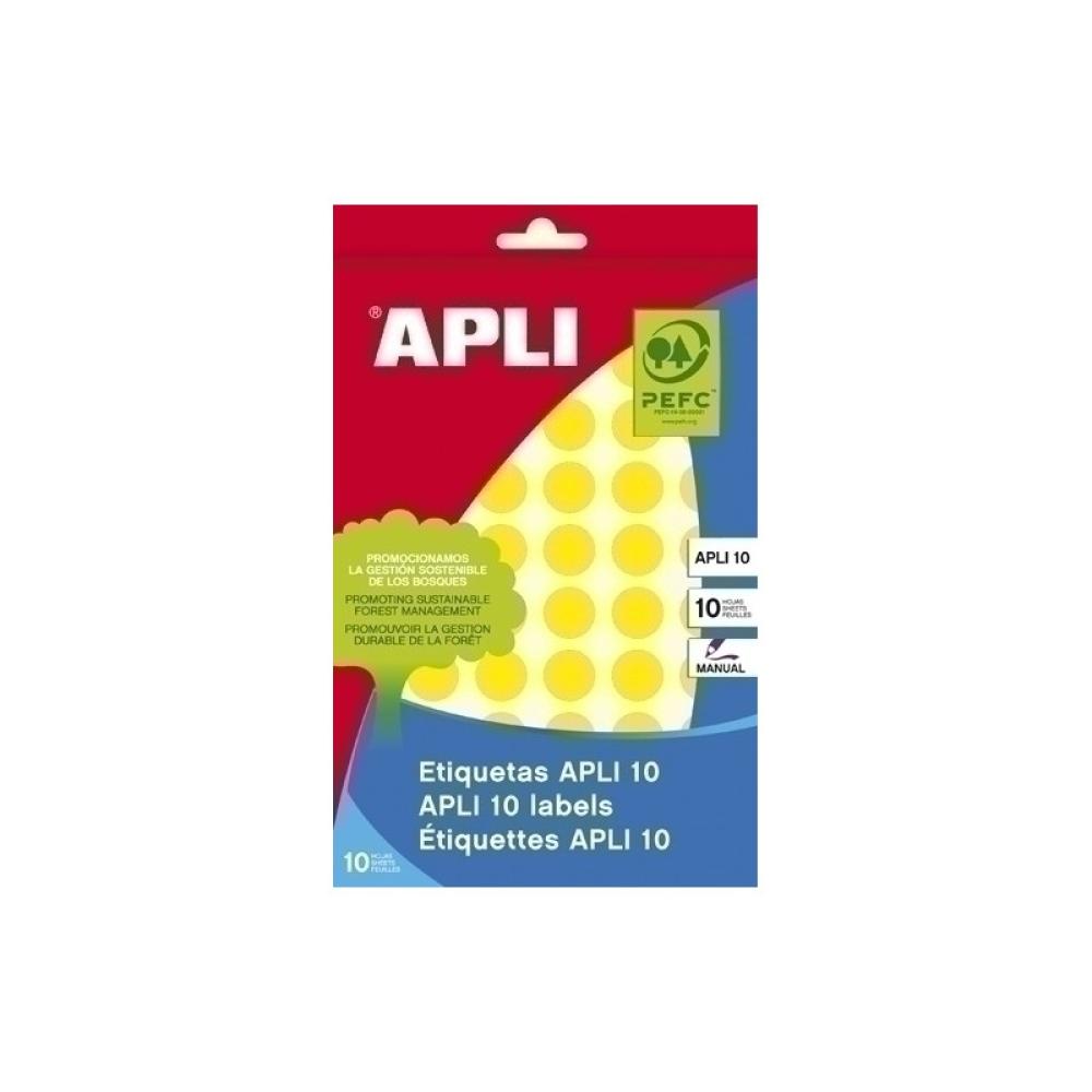 APLI - 02734 etiqueta autoadhesiva Alrededor Permanente Amarillo 616 pieza(s)