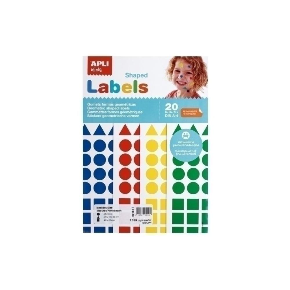 APLI - 05151 etiqueta autoadhesiva Permanente Azul, Verde, Rojo, Amarillo