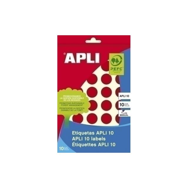 APLI - 02744 etiqueta autoadhesiva Alrededor Permanente Rojo 320 pieza(s)