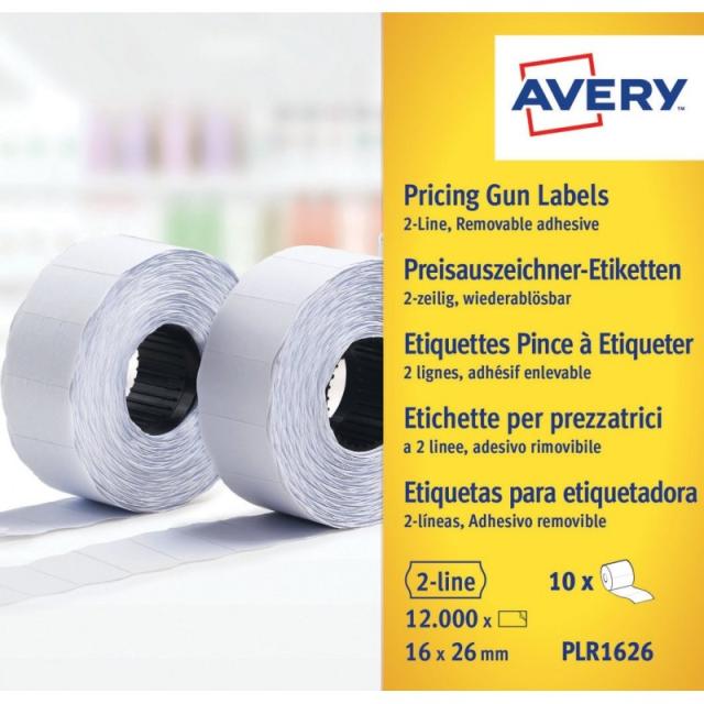 Avery - PLR1626 etiqueta autoadhesiva Etiqueta de precio Desmontable Blanco 12000 pieza(s)
