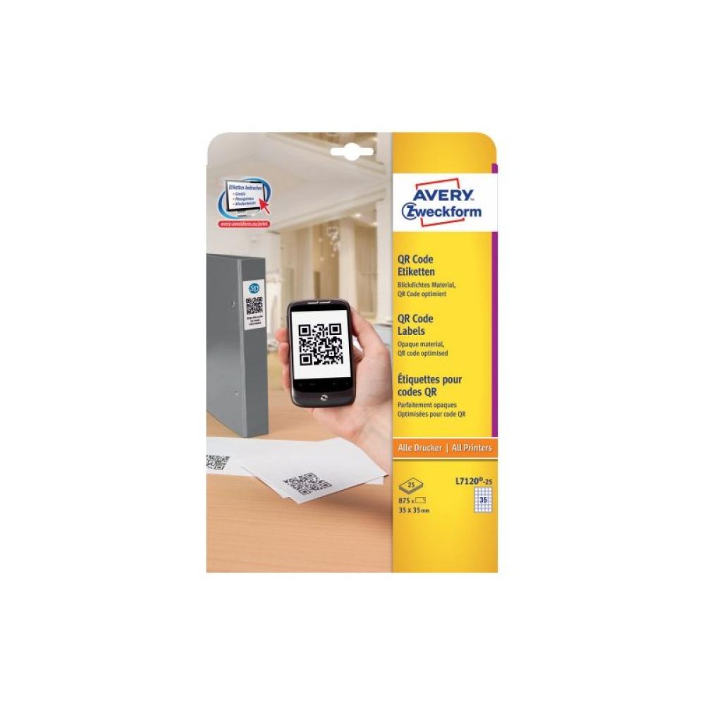 Avery - L7120-25 etiqueta autoadhesiva Plaza Permanente Blanco 875 pieza(s)