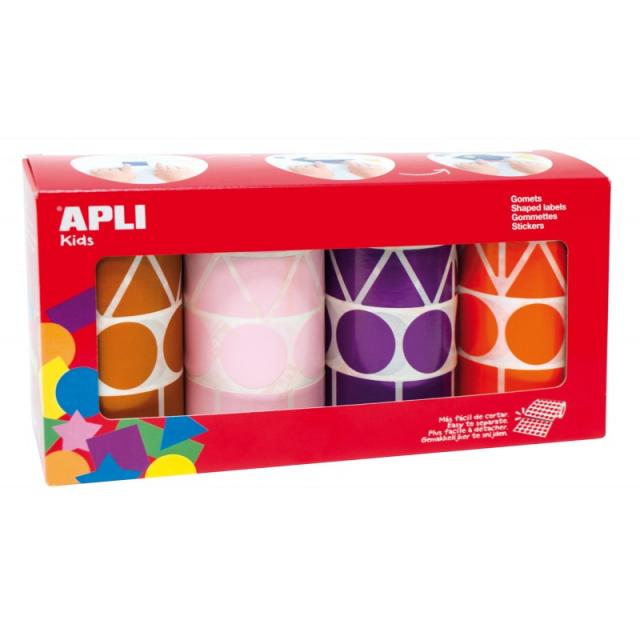 APLI - 11913 etiqueta autoadhesiva Permanente Marrón, Lila, Naranja, Rosa