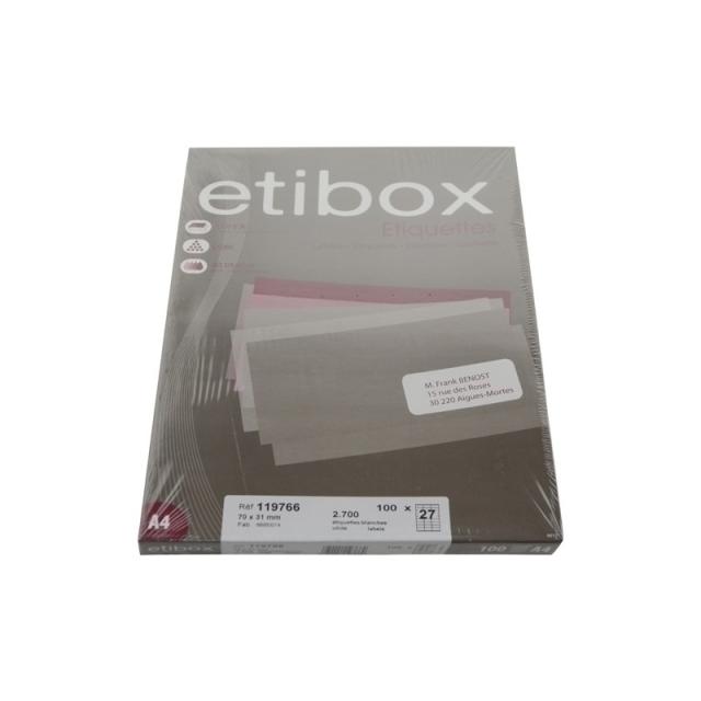 Etibox - ETIQUETAS ADH.IMPR. ETIBOX A4 BLANCA CAJ - ET119766
