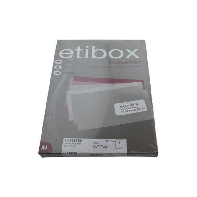 Etibox - ETIQUETAS ADH.IMPR. ETIBOX A4 BLANCA CAJ - ET119759