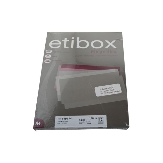 Etibox - ETIQUETAS ADH.IMPR. ETIBOX A4 BLANCA CAJ - ET119774