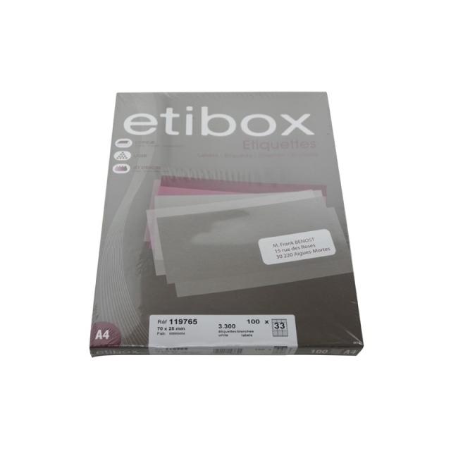 Etibox - ETIQUETAS ADH.IMPR. ETIBOX A4 BLANCA CAJ - ET119765
