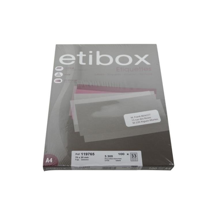 Etibox - ETIQUETAS ADH.IMPR. ETIBOX A4 BLANCA CAJ - ET119765