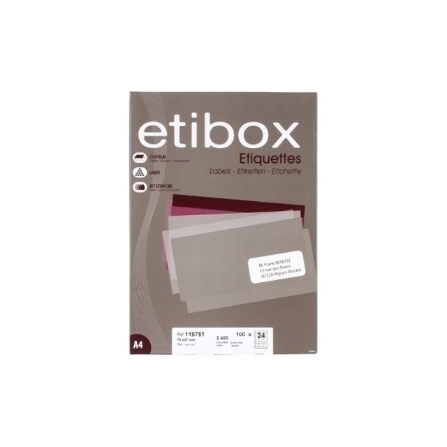Etibox - ETIQUETAS ADH.IMPR. ETIBOX A4 BLANCA CAJ - ET119753