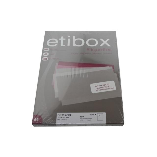 Etibox - ETIQUETAS ADH.IMPR. ETIBOX A4 BLANCA CAJ - ET119760