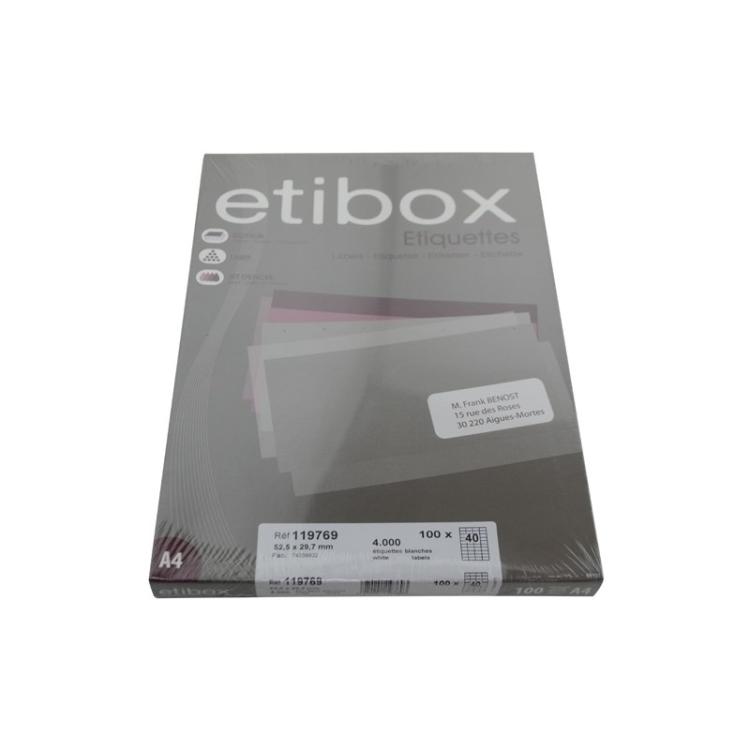 Etibox - ETIQUETAS ADH.IMPR. ETIBOX A4 BLANCA CAJ - ET119769