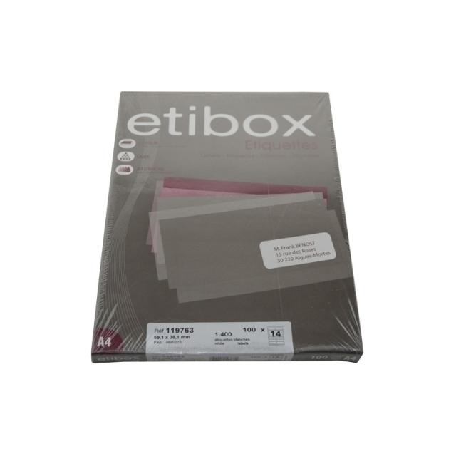 Etibox - ETIQUETAS ADH.IMPR. ETIBOX A4 BLANCA CAJ - ET119763