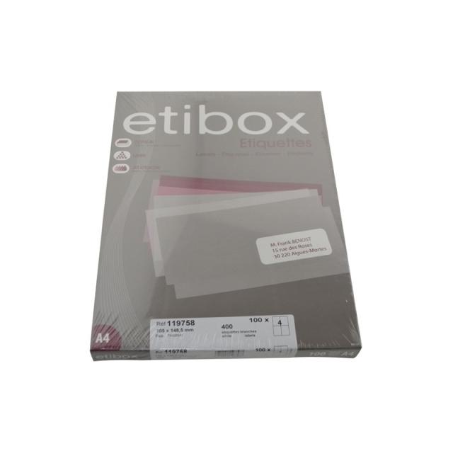 Etibox - ETIQUETAS ADH.IMPR. ETIBOX A4 BLANCA CAJ - ET119758