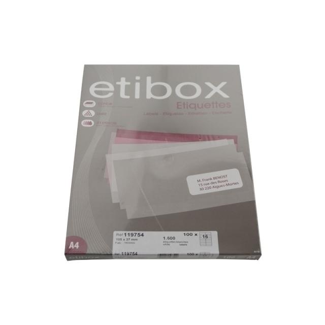 Etibox - ETIQUETAS ADH.IMPR. ETIBOX A4 BLANCA CAJ - ET119754