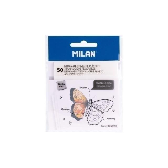 Milan - 411260050 etiqueta autoadhesiva Plaza Desmontable Transparente, Blanco 50 pieza(s)