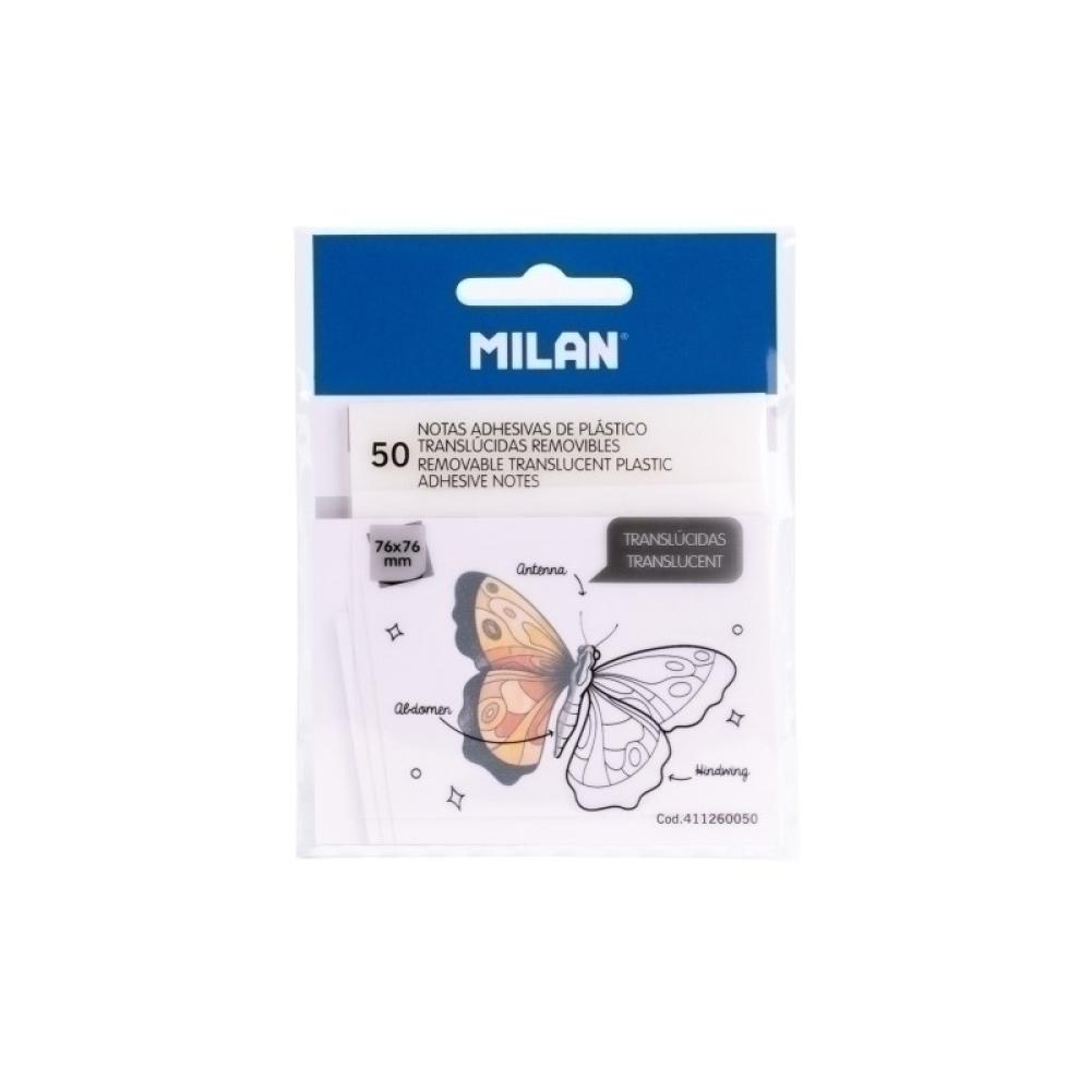 Milan - 411260050 etiqueta autoadhesiva Plaza Desmontable Transparente, Blanco 50 pieza(s)