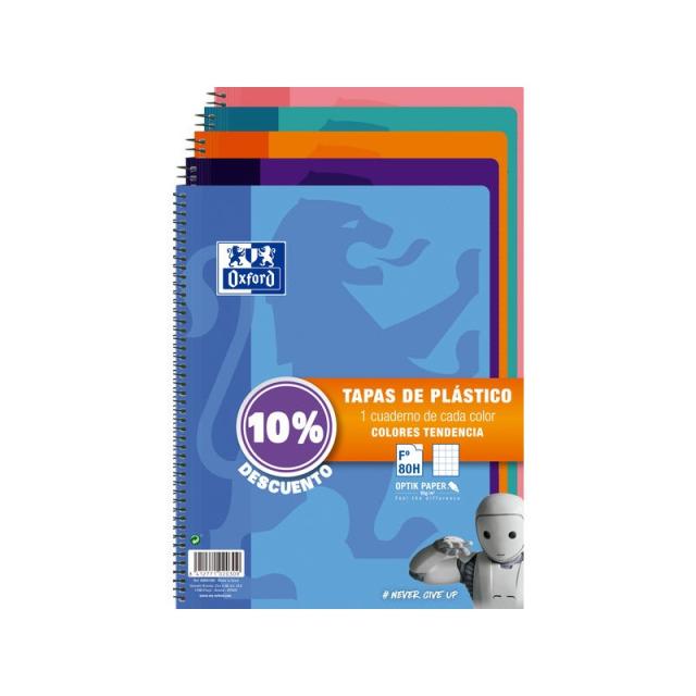 Oxford - 400091366 cuaderno y block Folio 80 hojas Colores surtidos