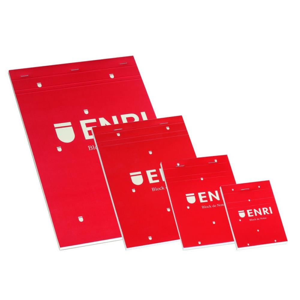 ENRI - Bloc Grapado Tapa Blanda A5 80 Hojas Liso Rojo 100102716