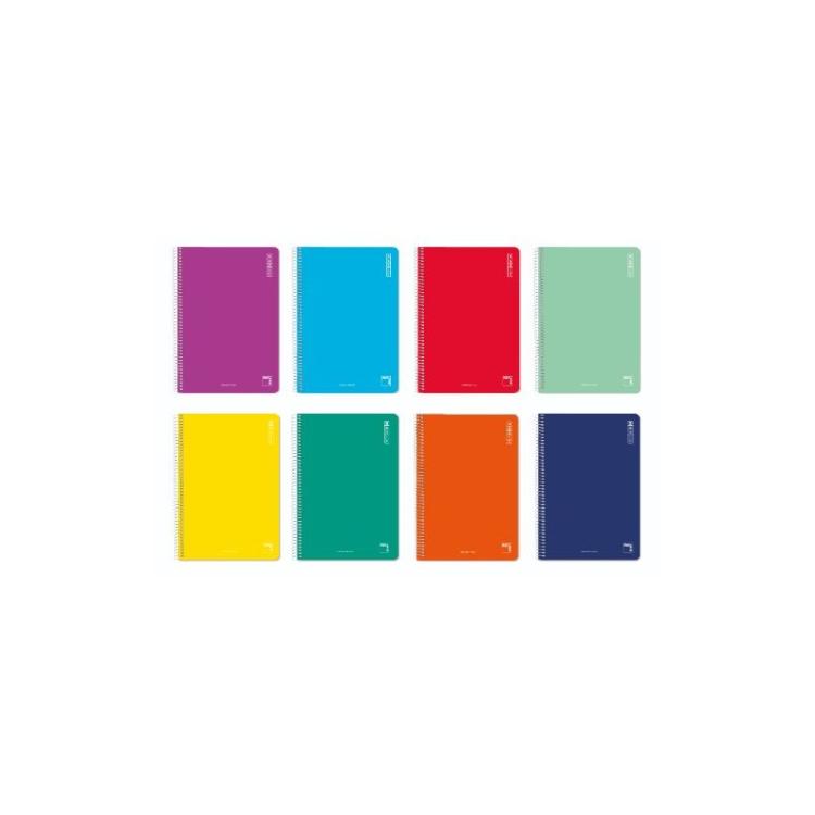 Pacsa - CUADERNO ESPIRAL SERIE BASIC TAPA BLANDA 60 GRS. FOLIO (215X310MM.) 80 HOJAS HORIZONTAL CON MARGEN 8 COLORES SUR - 16419