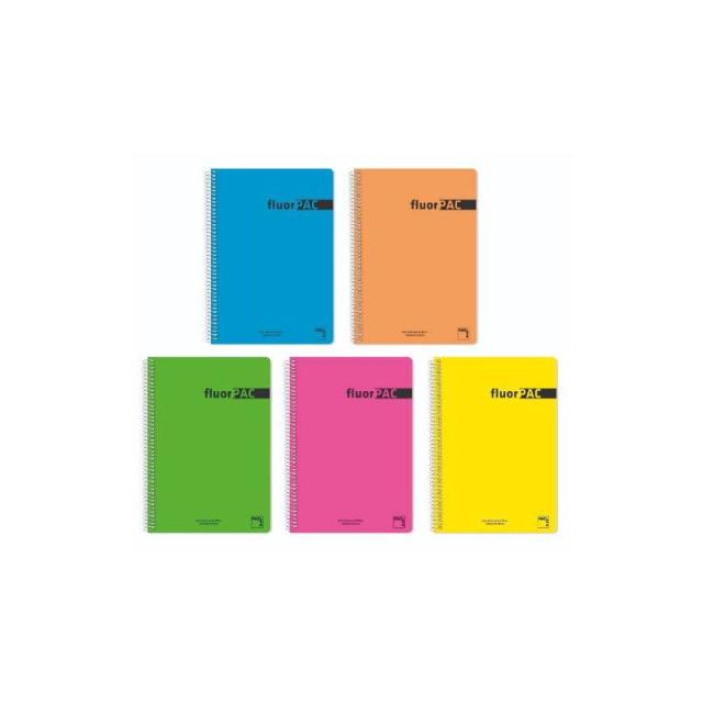 Pacsa - CUADERNO SERIE FLUORPAC TAPA POLIPROPILENO 90 GRS. FLUOR 4º (155X215MM.) 80 HOJAS CUADRÍCULA 4X4 CON MARGEN SURTIDO PACS