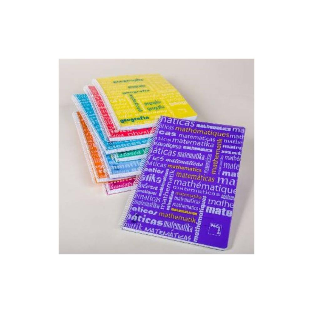Pacsa - CUADERNO SERIE ASIGNATURAS TAPA POLIPROPILENO 90 GRS. FOLIO (215X310MM.) 80 HOJAS CUADRÍCULA 4X4 CON MARGEN SURTIDO PACS