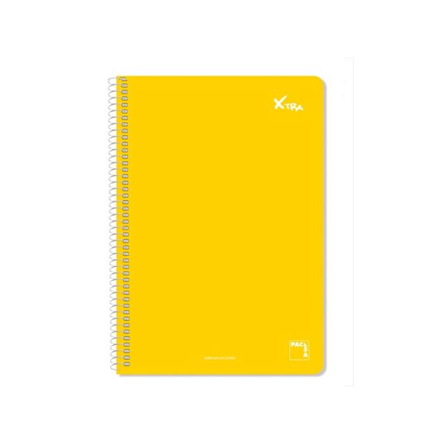Pacsa - CUADERNO SERIE XTRA 60GR.TAPA CONTRACOLADA FOLIO (215X310MM.) 80 HOJAS CUADRÍCULA 4X4 COLOR AMARILLO PACSA 16050