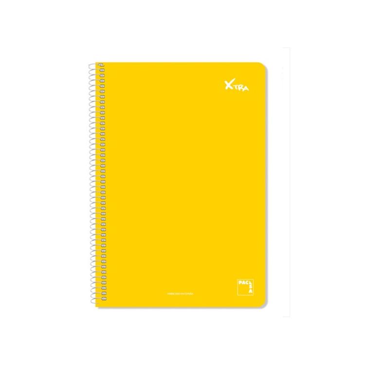 Pacsa - CUADERNO SERIE XTRA 60GR.TAPA CONTRACOLADA FOLIO (215X310MM.) 80 HOJAS CUADRÍCULA 4X4 COLOR AMARILLO PACSA 16050