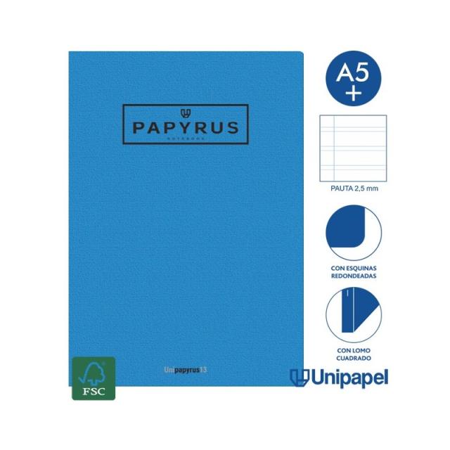 Papyrus - LIBRETA GRAPADA GOFRADA A5+ 48 HOJAS 90GR. PAUTA 2,5MM COLORES SURTIDOS PAPYRUS 88430899 - Color no elegible