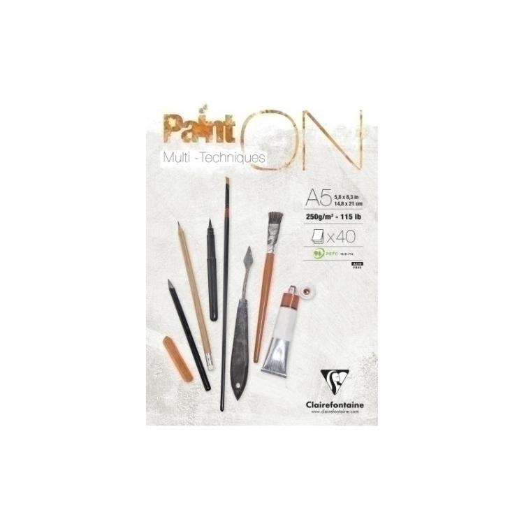 Clairefontaine - BLOCK DIBUJO CLAIR.PAINT ON MULTIT. A5 2 - Pack de 4 unidades