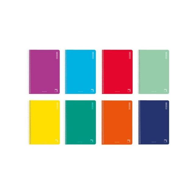 Pacsa - PACSA CUADERNO BASIC 80 HOJAS 1 LINEA TAPAS CARTÓN CUARTO 60GR COLORES SURTIDO -10U- - Color no elegible