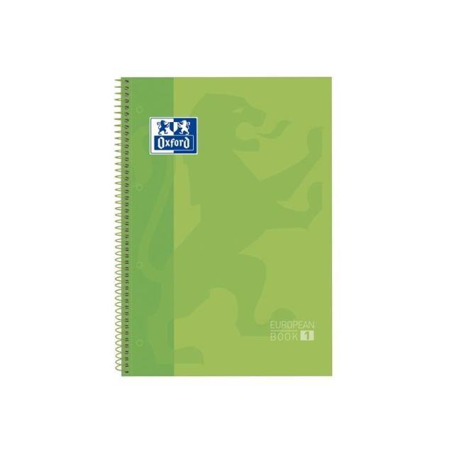 Oxford - OXFORD CUADERNO EUROPEANBOOK 1 MICROPERFORADO 80 HOJAS 1 LINEA TAPAS EXTRADURAS CLASSIC A4+ VERDE MANZANA -5U-