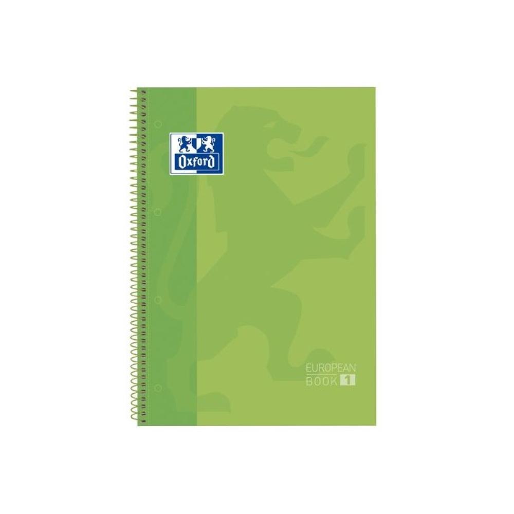 Oxford - OXFORD CUADERNO EUROPEANBOOK 1 MICROPERFORADO 80 HOJAS 1 LINEA TAPAS EXTRADURAS CLASSIC A4+ VERDE MANZANA -5U-