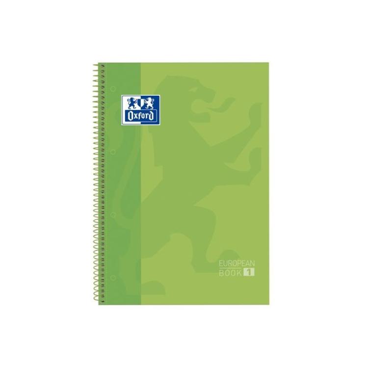 Oxford - OXFORD CUADERNO EUROPEANBOOK 1 MICROPERFORADO 80 HOJAS 1 LINEA TAPAS EXTRADURAS CLASSIC A4+ VERDE MANZANA -5U-