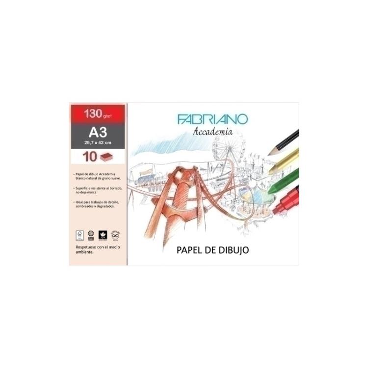 Fabriano - LAMINAS DIBUJO FABRIANO A3 LISA B/10 - Pack de 10 unidades