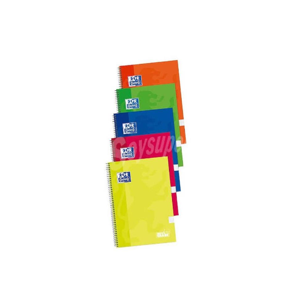 Oxford - CUADERNO TAPA EXTRADURA FOLIO 80 HOJAS 4X4 COLORES SURTIDOS OXFORD 400122760 Pack 5 Unid - Color no elegible