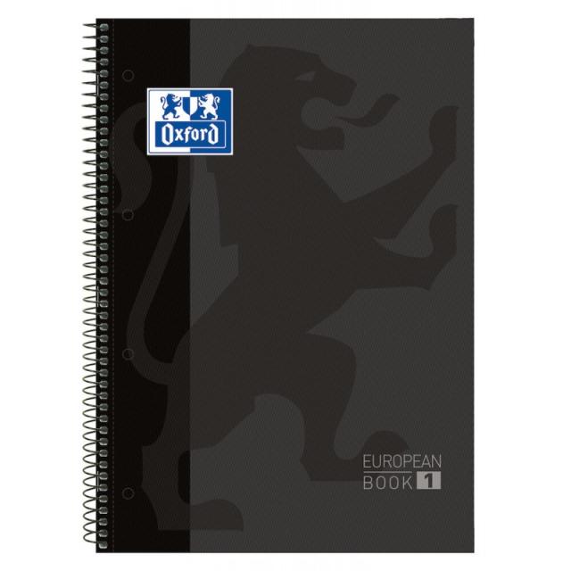 Oxford - Europeanbook 1 cuaderno y block A4 80 hojas Negro 100430269 Pack 5 Unid