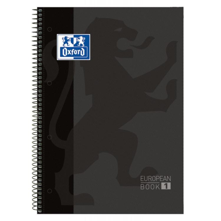 Oxford - Europeanbook 1 cuaderno y block A4 80 hojas Negro 100430269 Pack 5 Unid