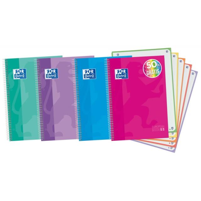 Oxford - cuaderno y block A4+ 120 hojas Colores surtidos - Pack de 5 unidades - 400073042 - Color no elegible
