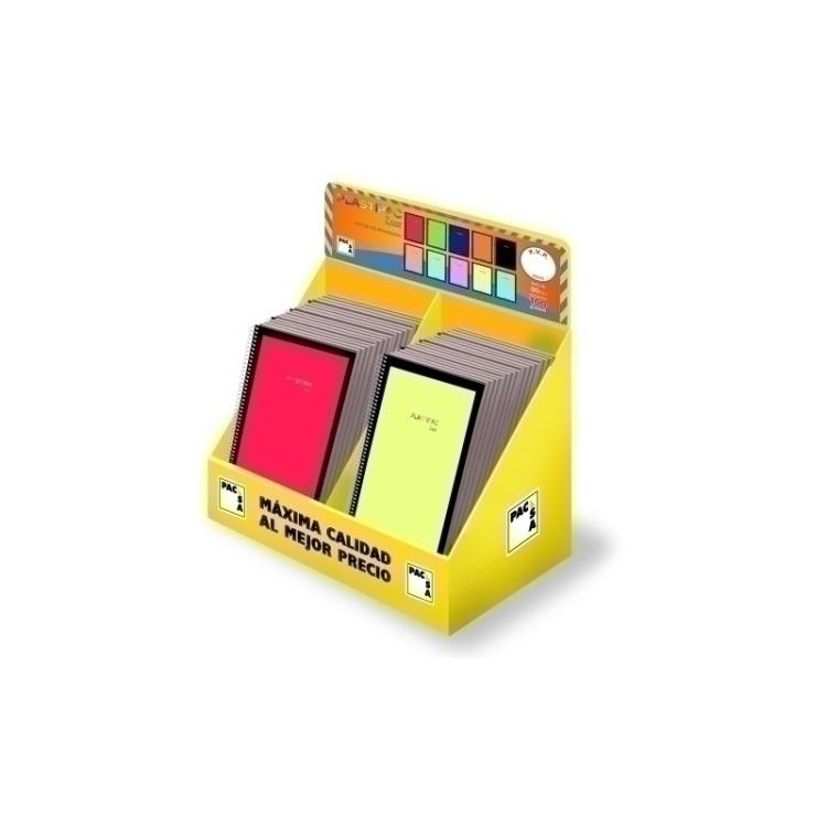 Pacsa - PACSA CUADERNO PLASTIPAC SERIE LUX 80H FOLIO TAPA PP COLORES VIVOS/PASTEL EXPOSITOR DE 40 SURTIDOS - Color no elegible