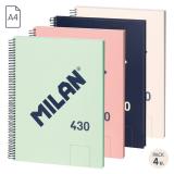 Milan - 57141E80X4 cuaderno y block A4 80 hojas Beige, Azul, Verde, Rosa - Surtido pack de 4