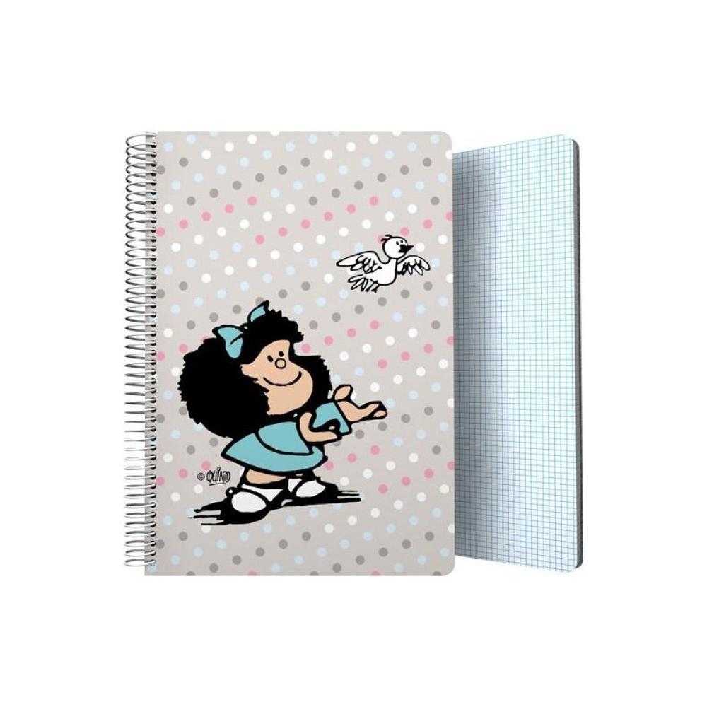Grafoplas - GRAFOPLÁS CUADERNO ESPIRAL FOLIO 80H 4X4MM 90GR TAPA PP MAFALDA BIRD