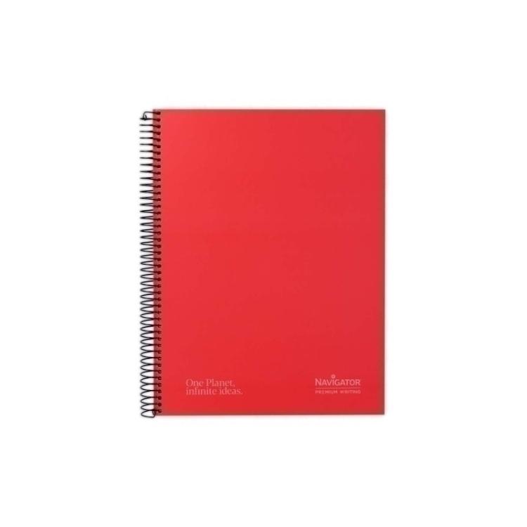 Navigator - CUAD NAVIGATOR A4+ 120H 80GR 5X5 ROJO 88463551 - Paquete de 5 unidades
