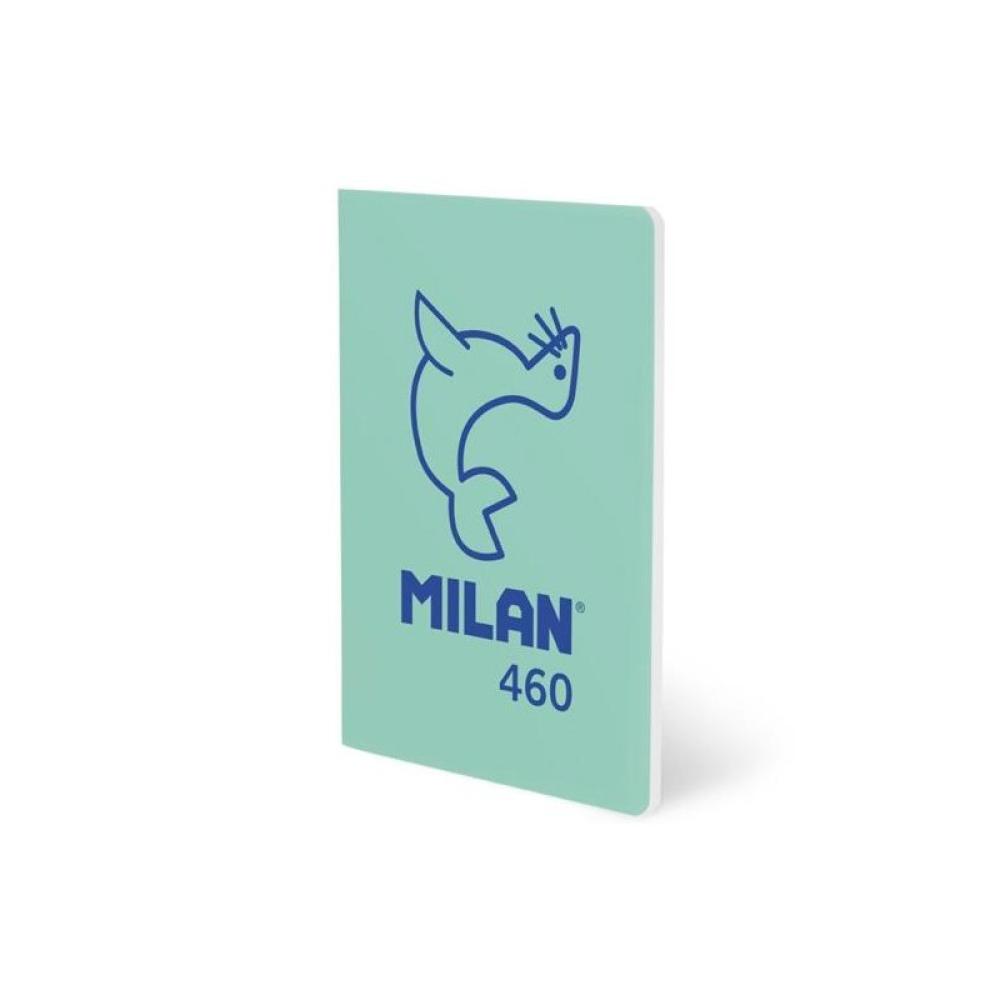 Milan - MILAN LIBRETA GRAPADA A5 24H PAPEL BLANCO 95GR LISO COLECCIÓN 460 SINCE 1918 VERDE - Pack de 6 unidades