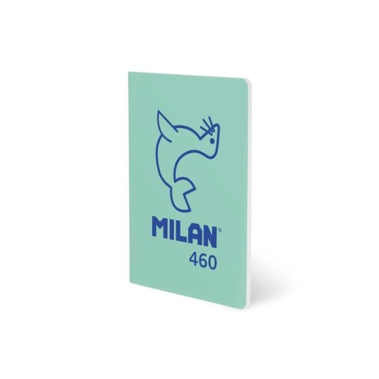 Milan - MILAN LIBRETA GRAPADA A5 24H PAPEL BLANCO 95GR LISO COLECCIÓN 460 SINCE 1918 VERDE - Pack de 6 unidades