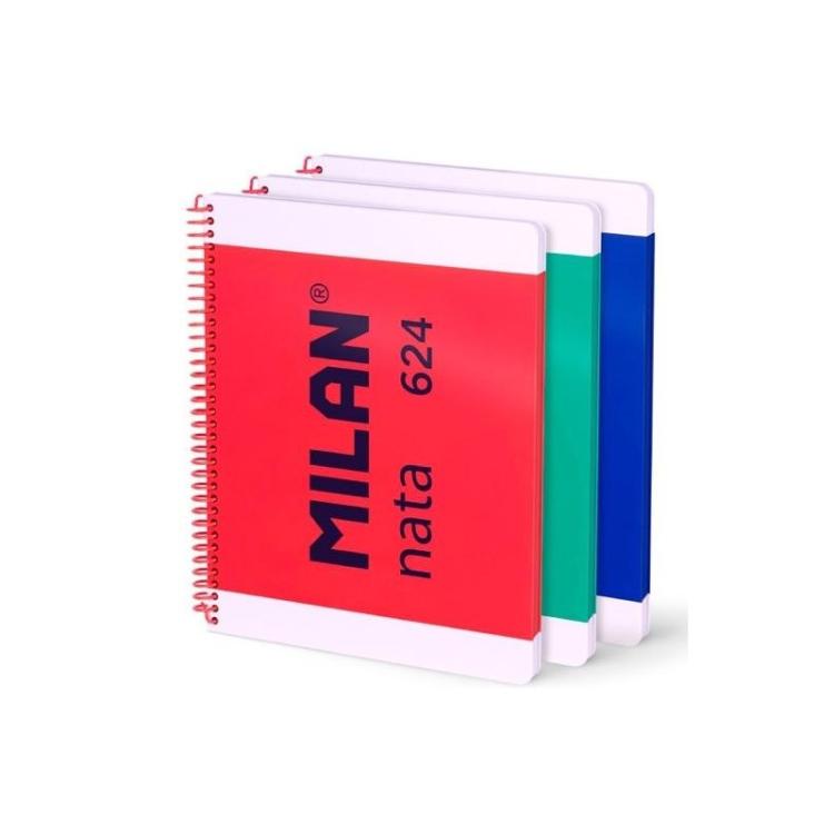 Milan - MILAN CUADERNO ESPIRAL A4 80H 95GR 5X5 TAPA DURA COLECCIÓN NATA® 624 SINCE 1918 SURTIDO PACK 3 UD - Color no elegible