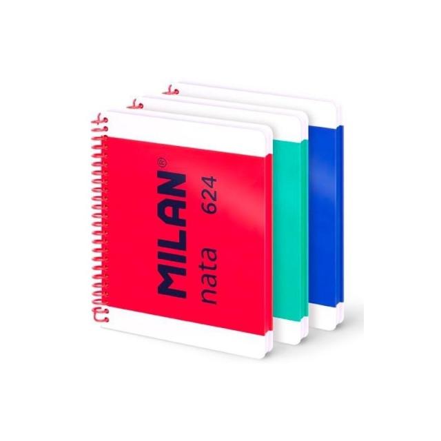 Milan - MILAN CUADERNO ESPIRAL A5 80H 95GR LISO TAPA DURA COLECCIÓN NATA® 624 SINCE 1918 SURTIDO PACK 3 UD - Color no elegible