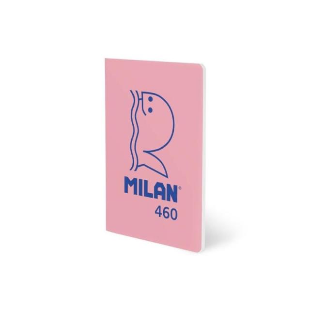 Milan - MILAN LIBRETA GRAPADA A5 24H PAPEL BLANCO 95GR LISO COLECCIÓN 460 SINCE 1918 ROSA - Pack de 6 unidades