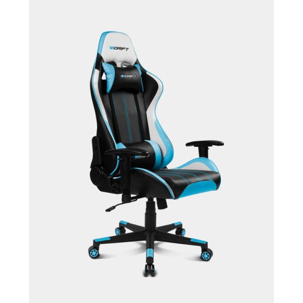 DRIFT - DR175 Silla para videojuegos universal Asiento acolchado Negro, Azul, Blanco